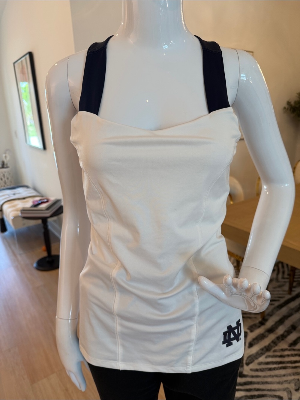 Knights Apparel white and Navy Norte Dame  Athletic Tank Top